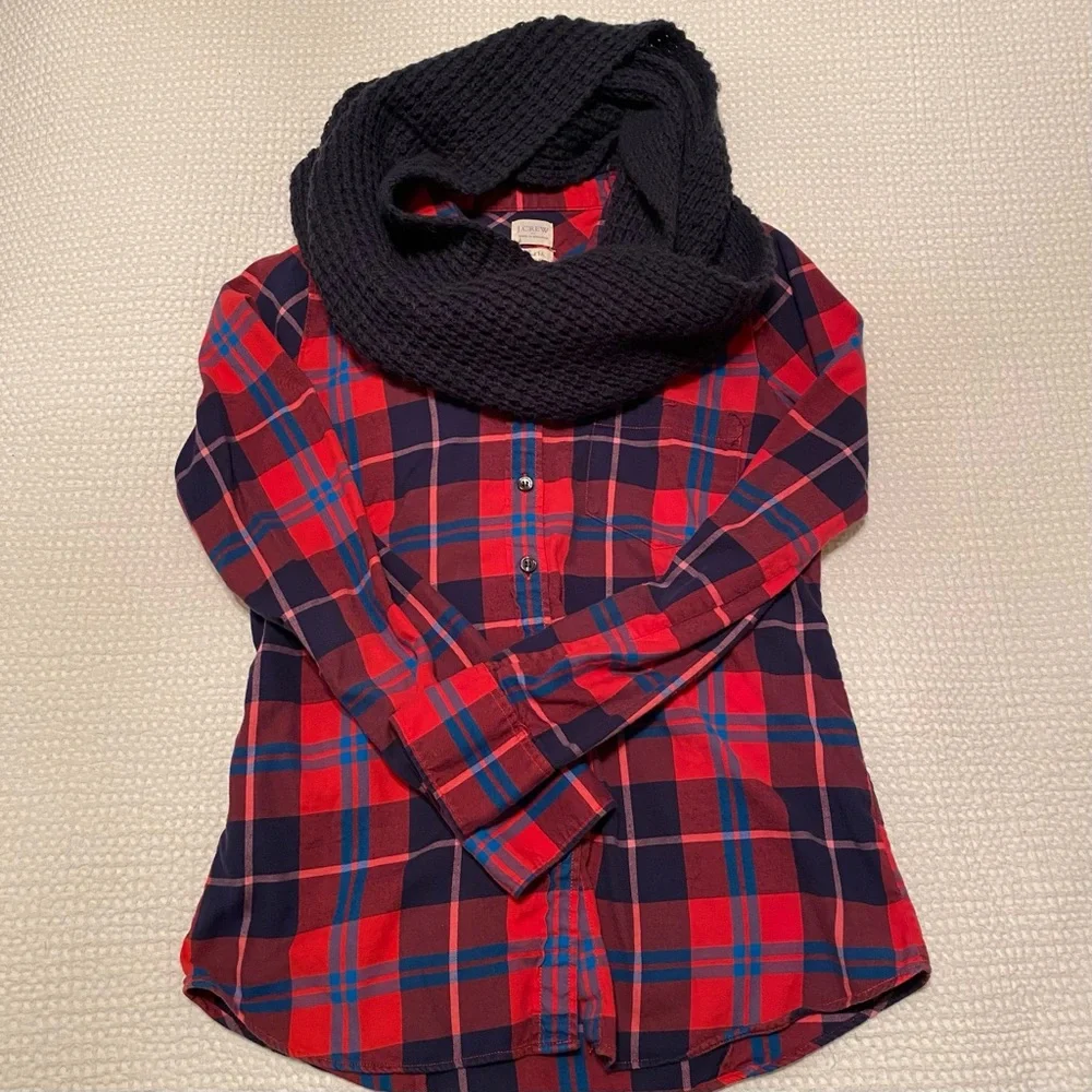 J. Crew | red and blue plaid button down - Picture 1 of 4